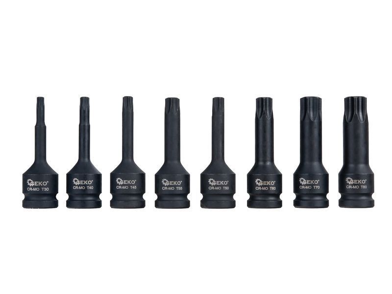 Набір ударних біт TORX 8еl. 1/2" T30-T80 CR-MO G10527 G10527 фото